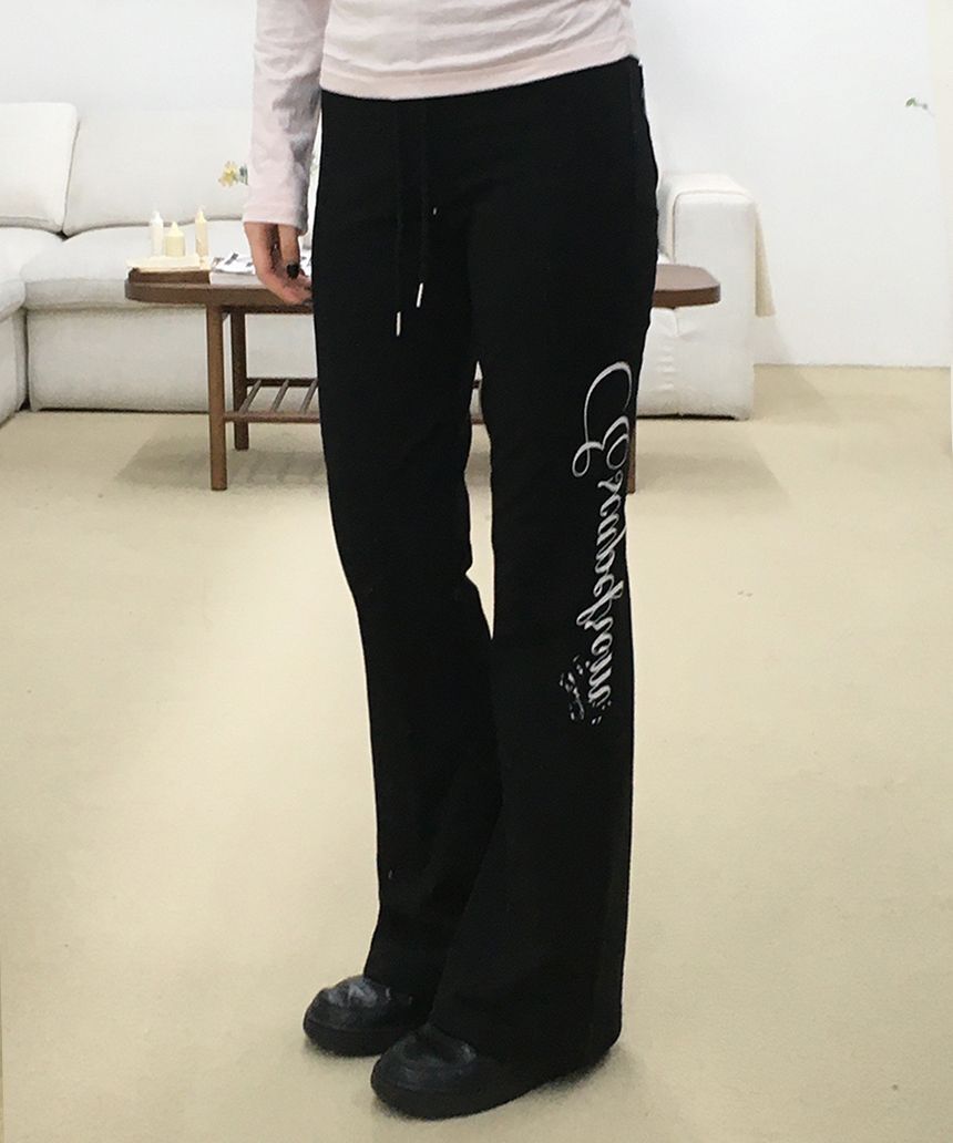 ESCAPEFROM 書法字印花靴型運動褲 黑色 E261BSP