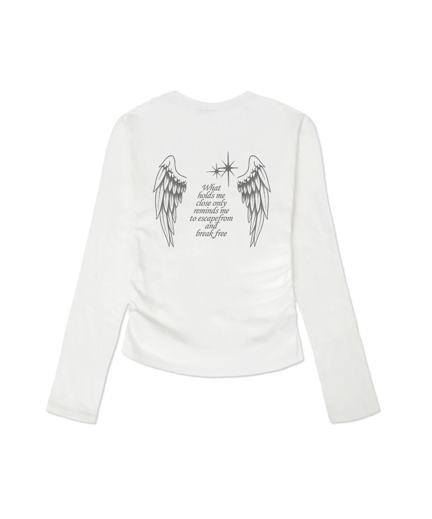 ESCAPEFROM Break Free Statement 印花修身縮褶長袖上衣 E252SSL