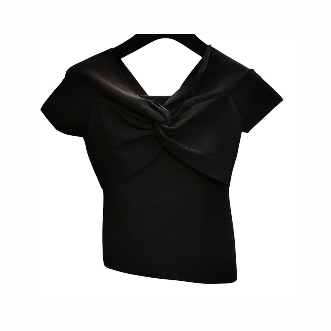 1EA0408-062 [EDWARD ACHOUR] Twisted Off-The-Shoulder Top Black #101505/1095 (EU)