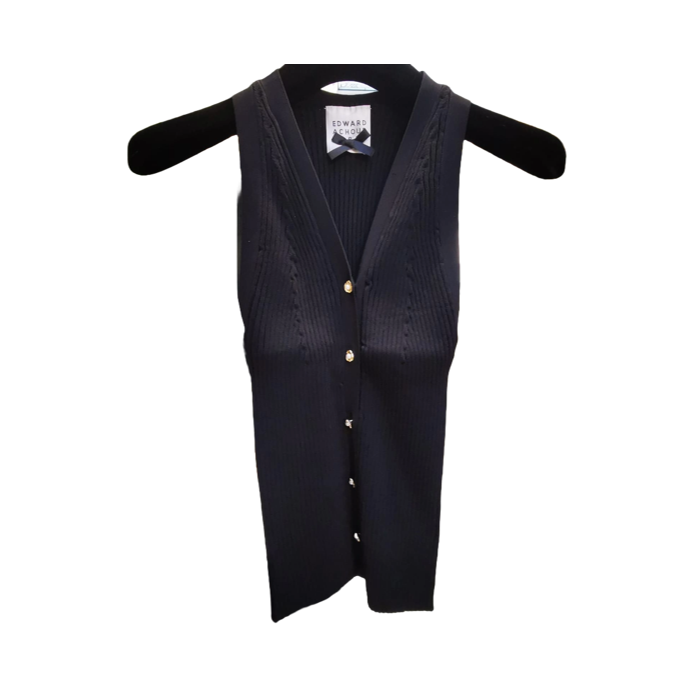 1EA0408-043 [EDWARD ACHOUR] Button-Up Ribbed Knit Tank Black #101503/1095 (EU)