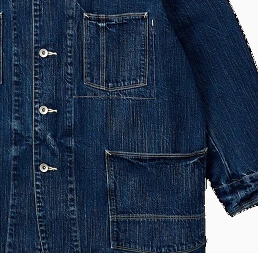 PORTER CLASSIC STEINBECK DENIM STAND COLLAR JACKET NAVY - PRE ORDER ITEM (預訂中)