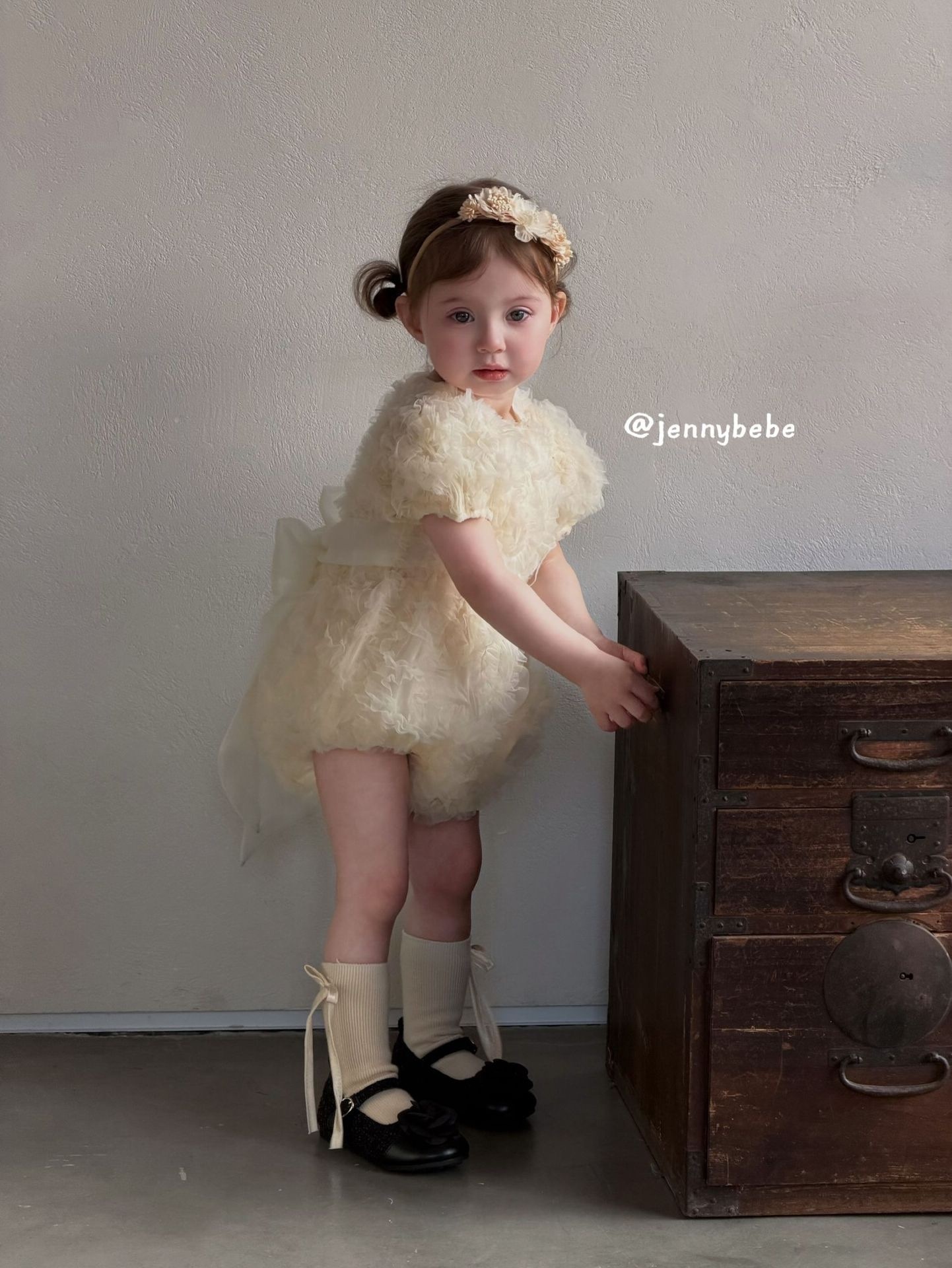 Jenny_奶油捲捲蝴蝶結包屁衣/洋裝