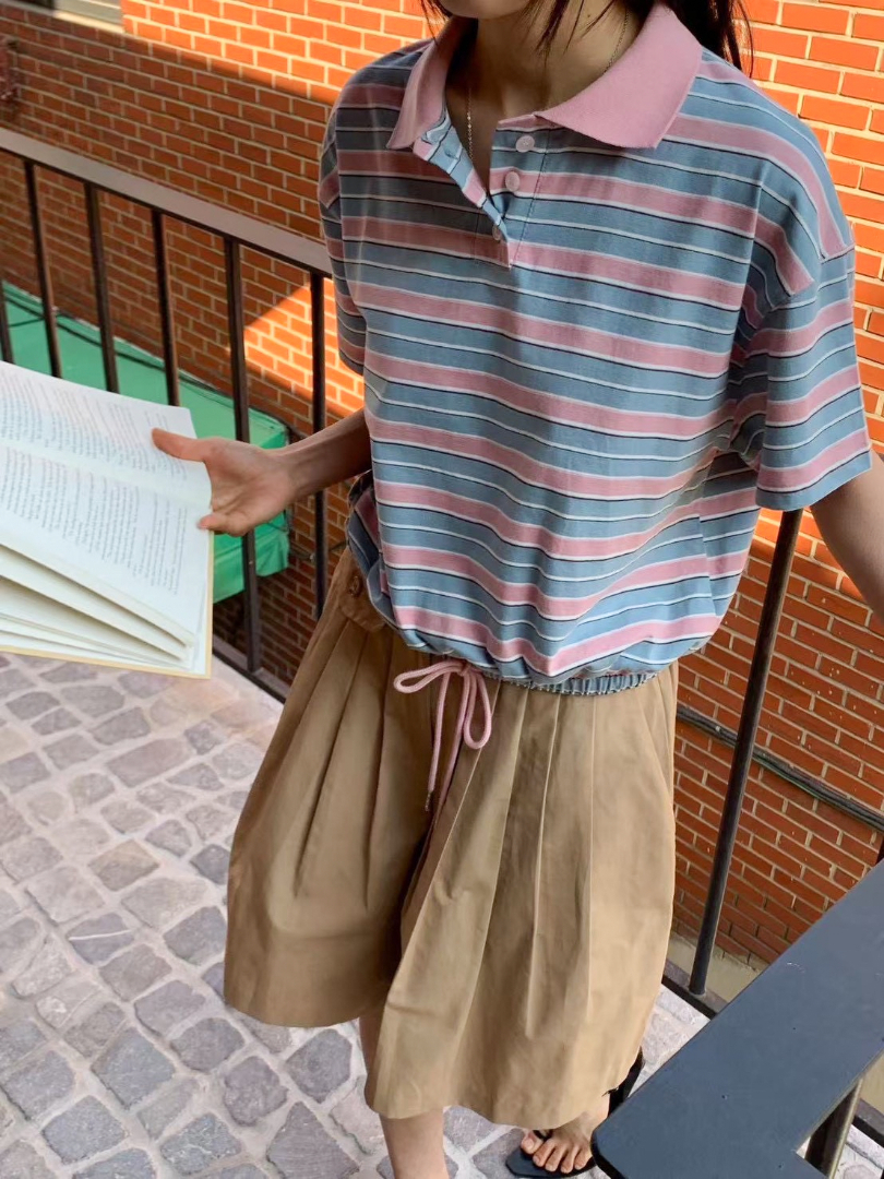 青春感滿分★減齡撞色翻領短袖T