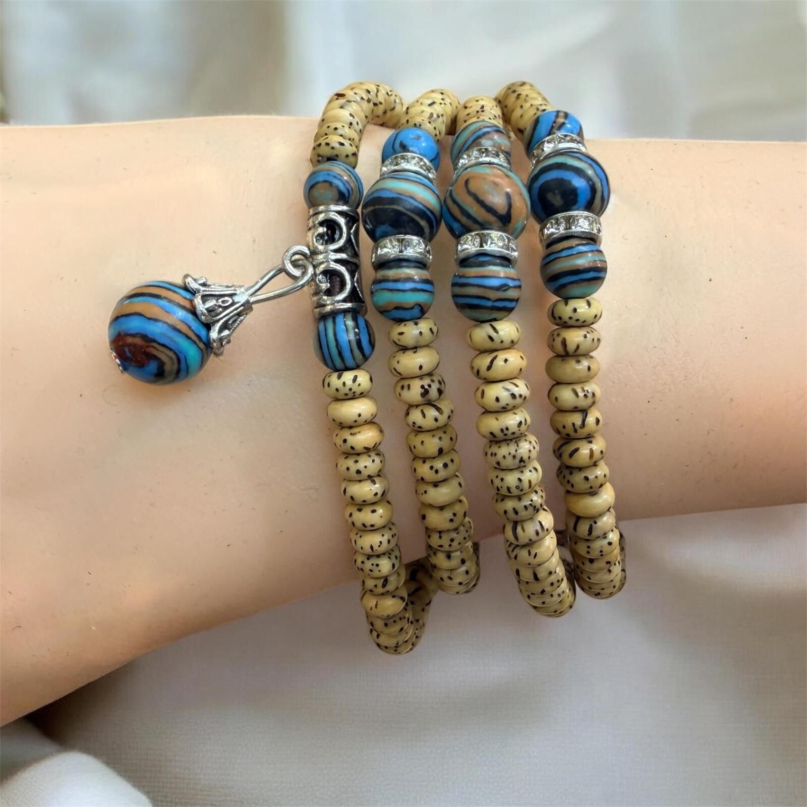 A16 老料鳳眼天珠算盤子5mm 4圈手串