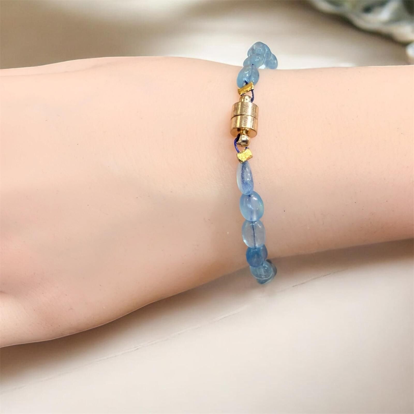 A19 海藍寶隨形5.5mm磁吸手鏈 (手圍:15cm)