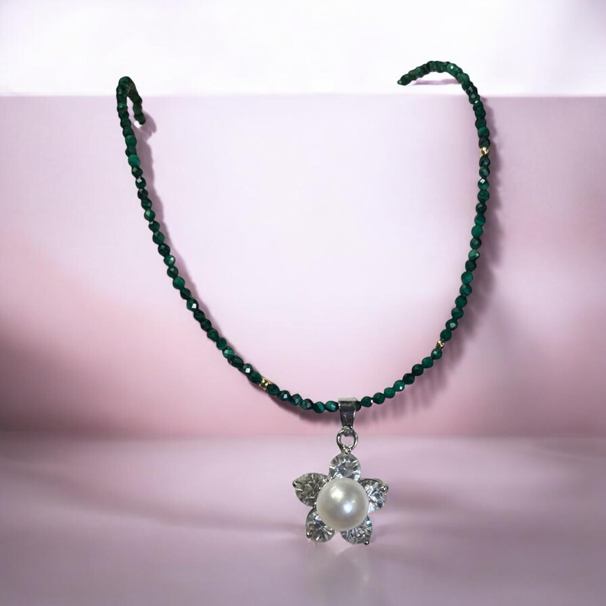 A20 孔雀石幸運珍珠頸鏈