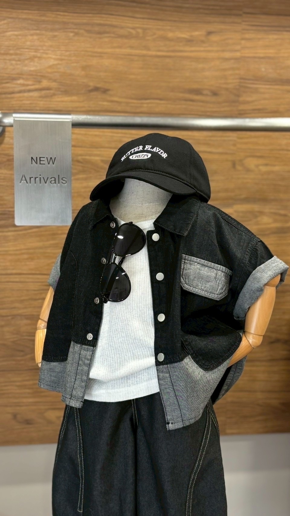 A04779自訂款水洗拼色造型上衣