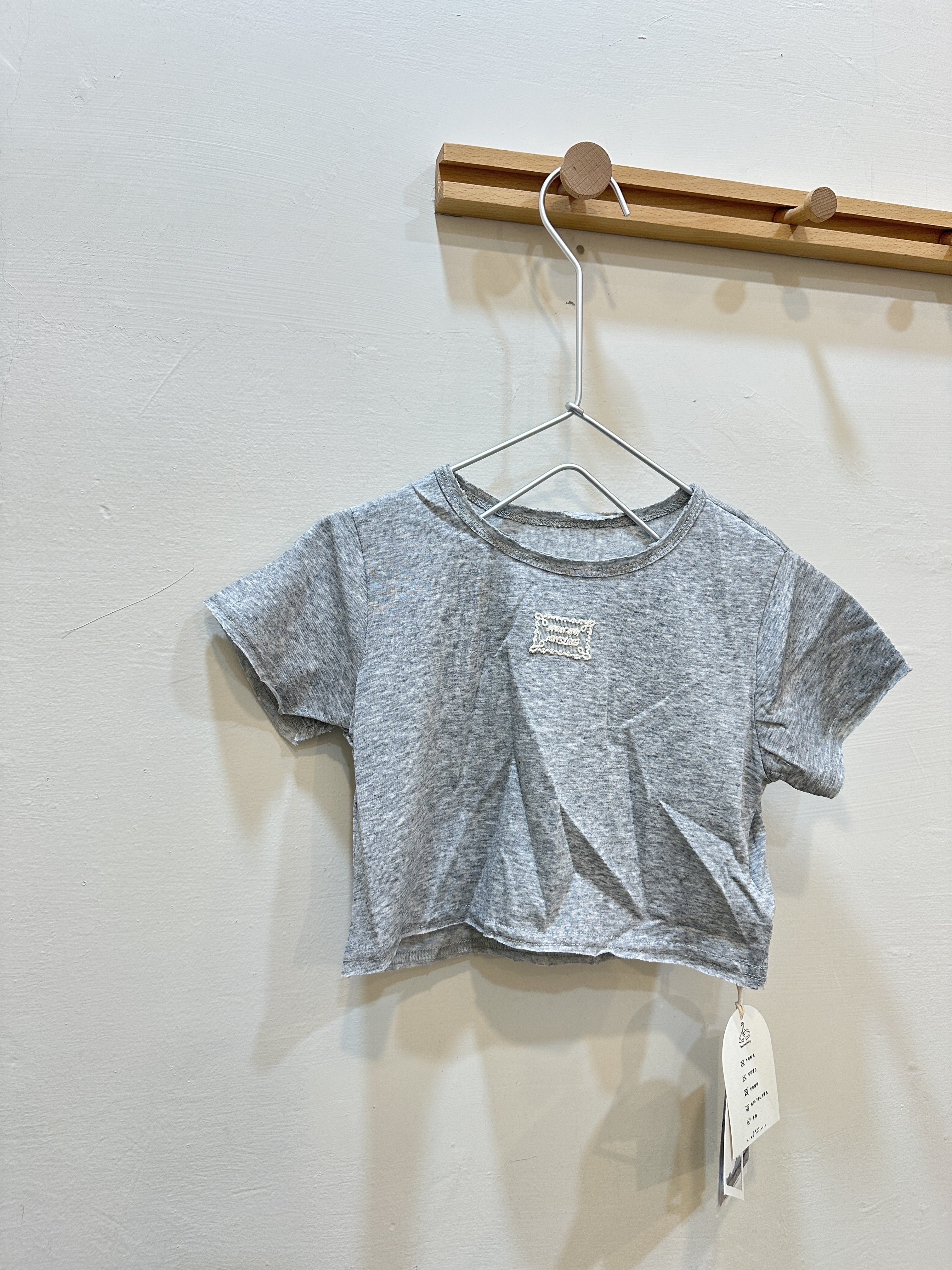 灰霧小標短版上衣