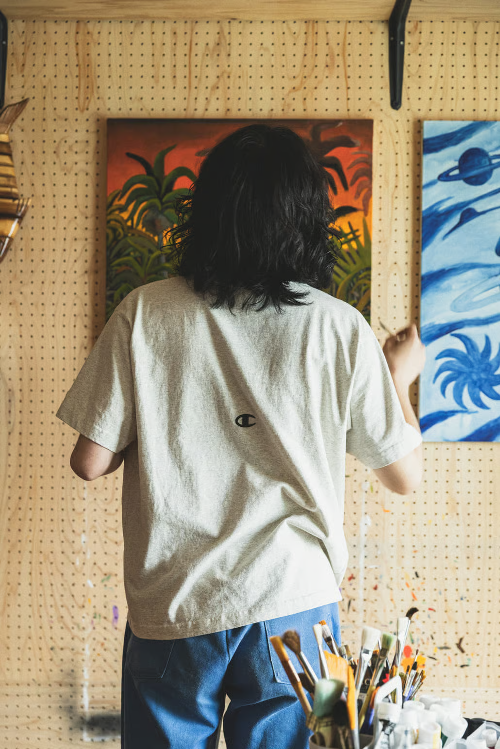 日本限定｜別注款 Champion 三Logo 刺繡口袋短tee