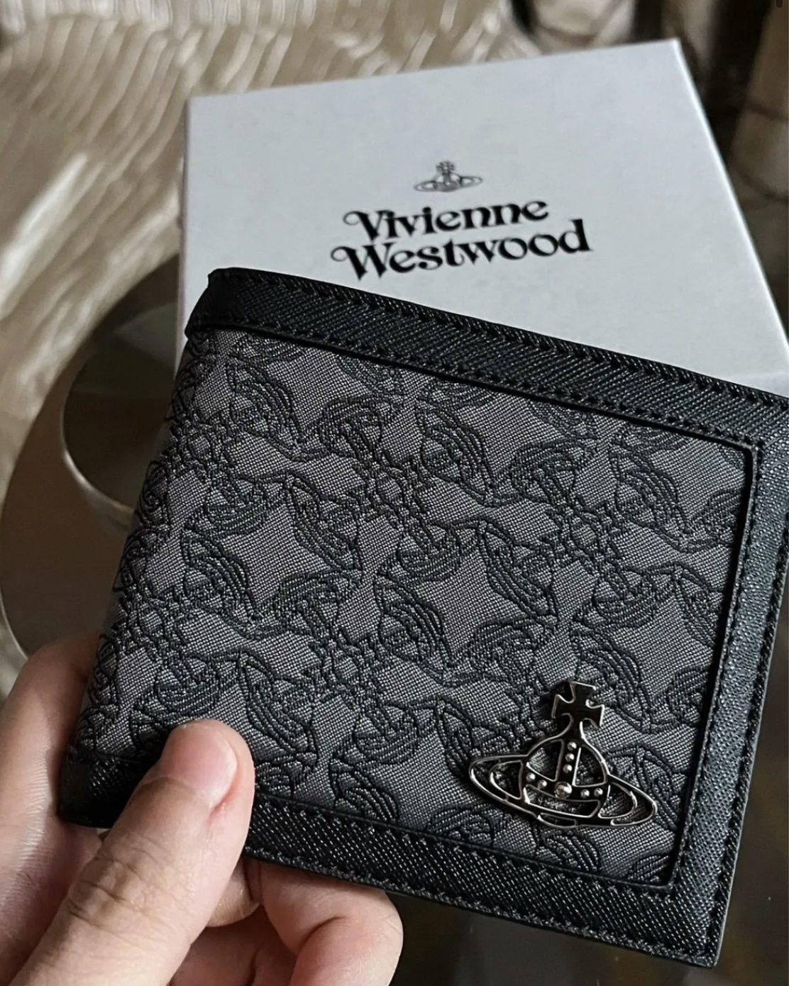 Vivienne Westwood Men's Orborama Nylon Billfold Wallet 黑色 老花 短夾 皮夾 西太后 薇薇安