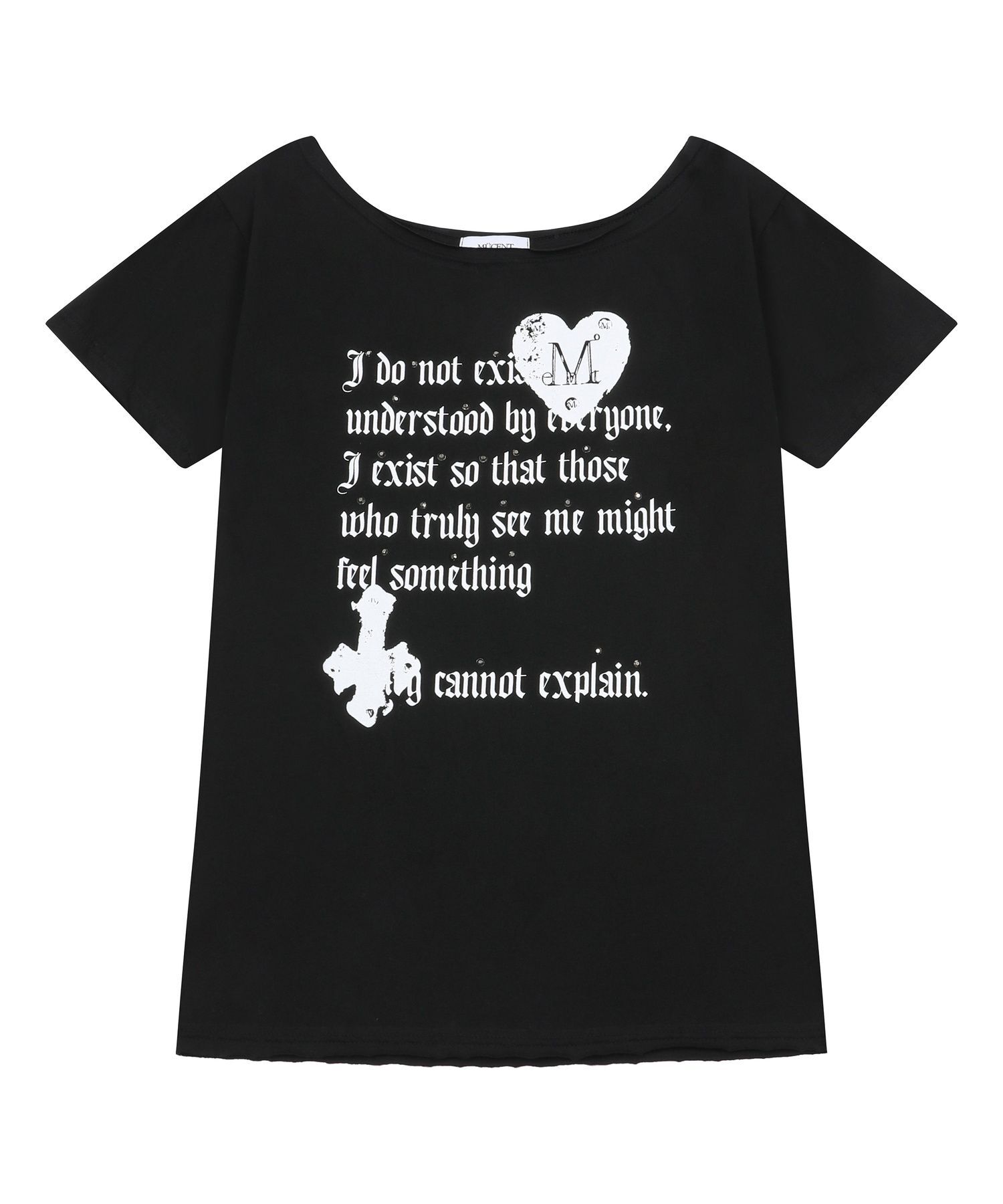 MUCENT 心形水鑽單肩短袖上衣 P0000CGD