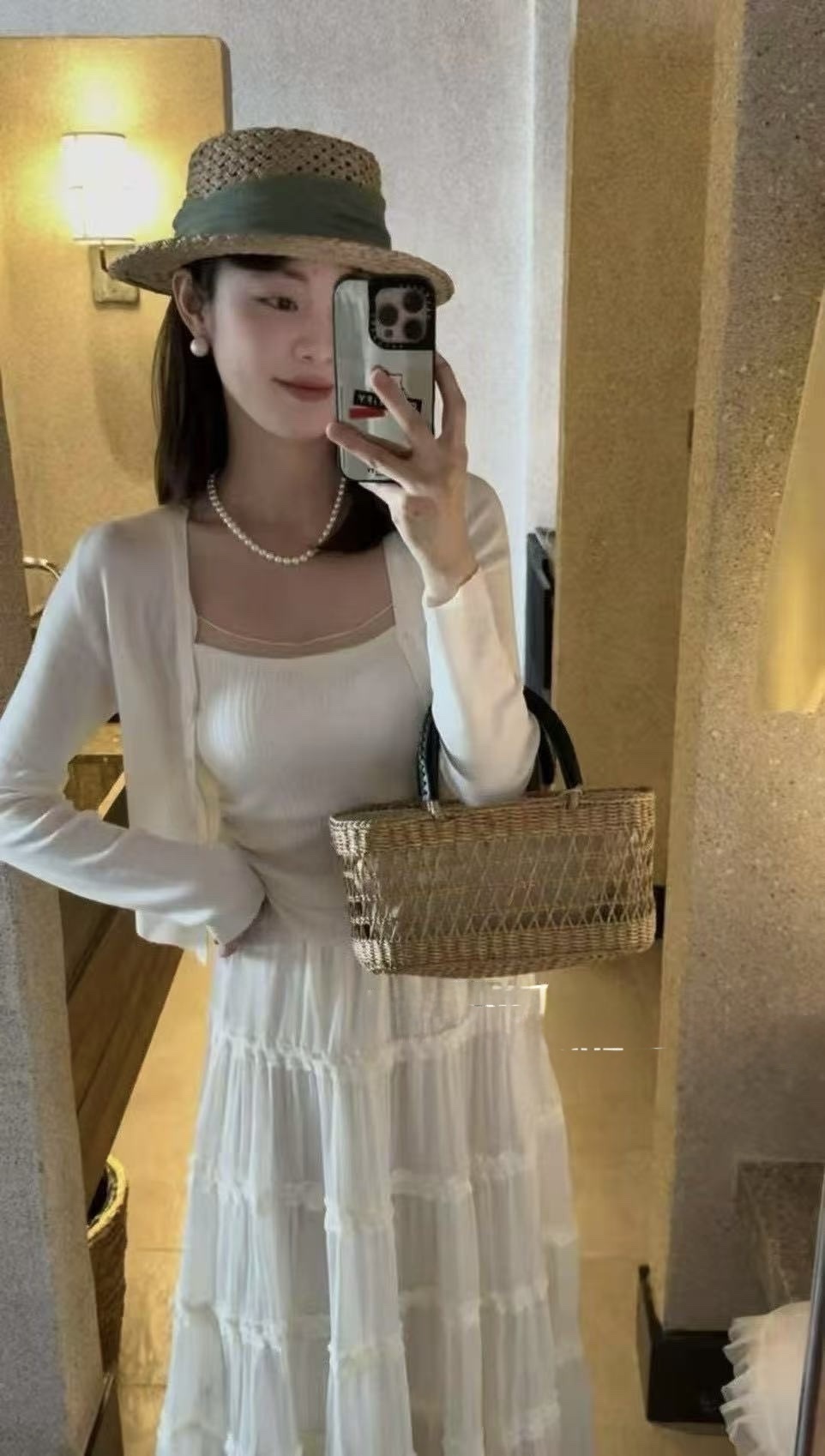 618 細肩網紗背心+針織外套兩件組