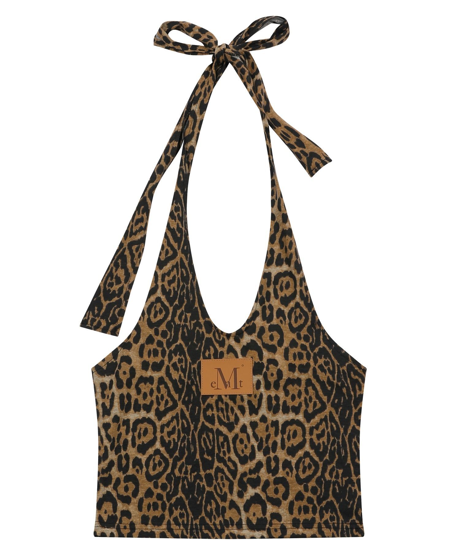 MUCENT 豹紋掛脖短版背心 P00000ZS