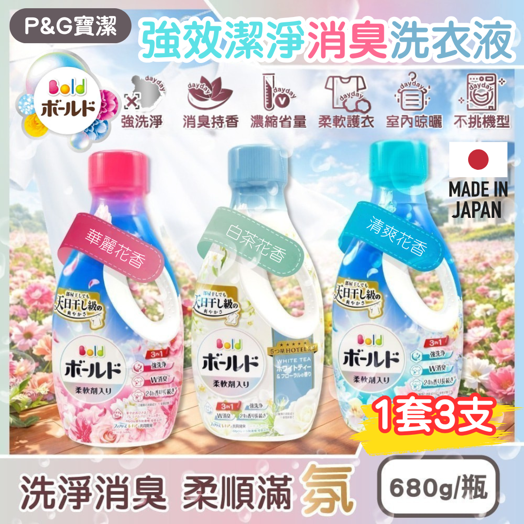 [D2924] 日本P&G 寶潔 強效潔淨消臭洗衣液680g (1套3支)