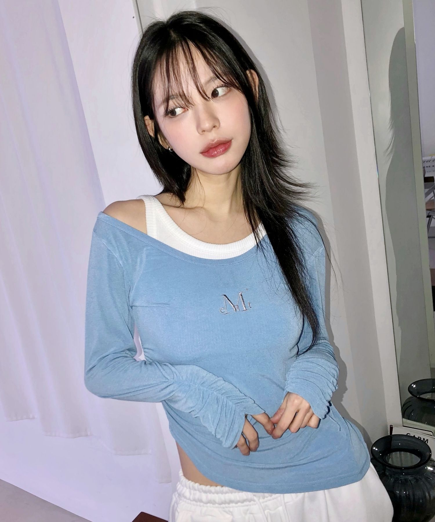 MUCENT 單肩不對稱抽褶上衣 P00000XU