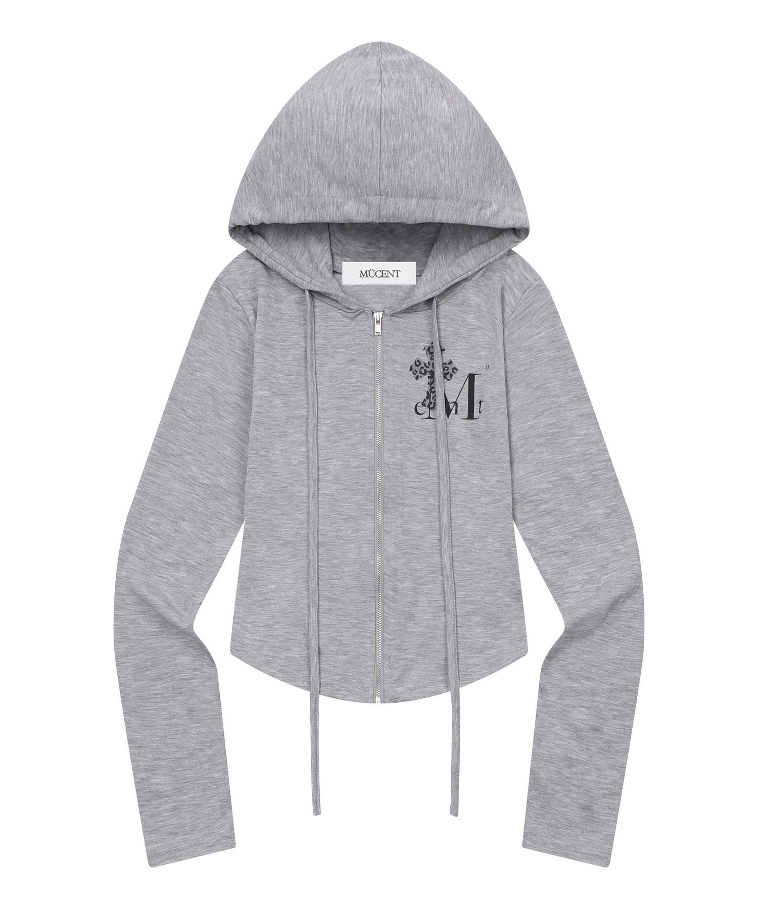 MUCENT 撒哈拉豹紋十字短版連帽拉鍊外套 P0000BIX