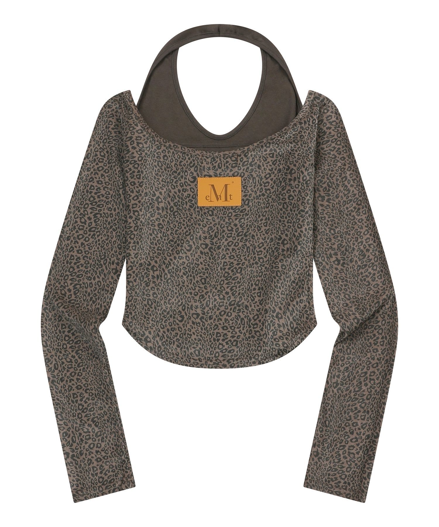 MUCENT 豹紋掛頸領層次長袖上衣 P0000BMC