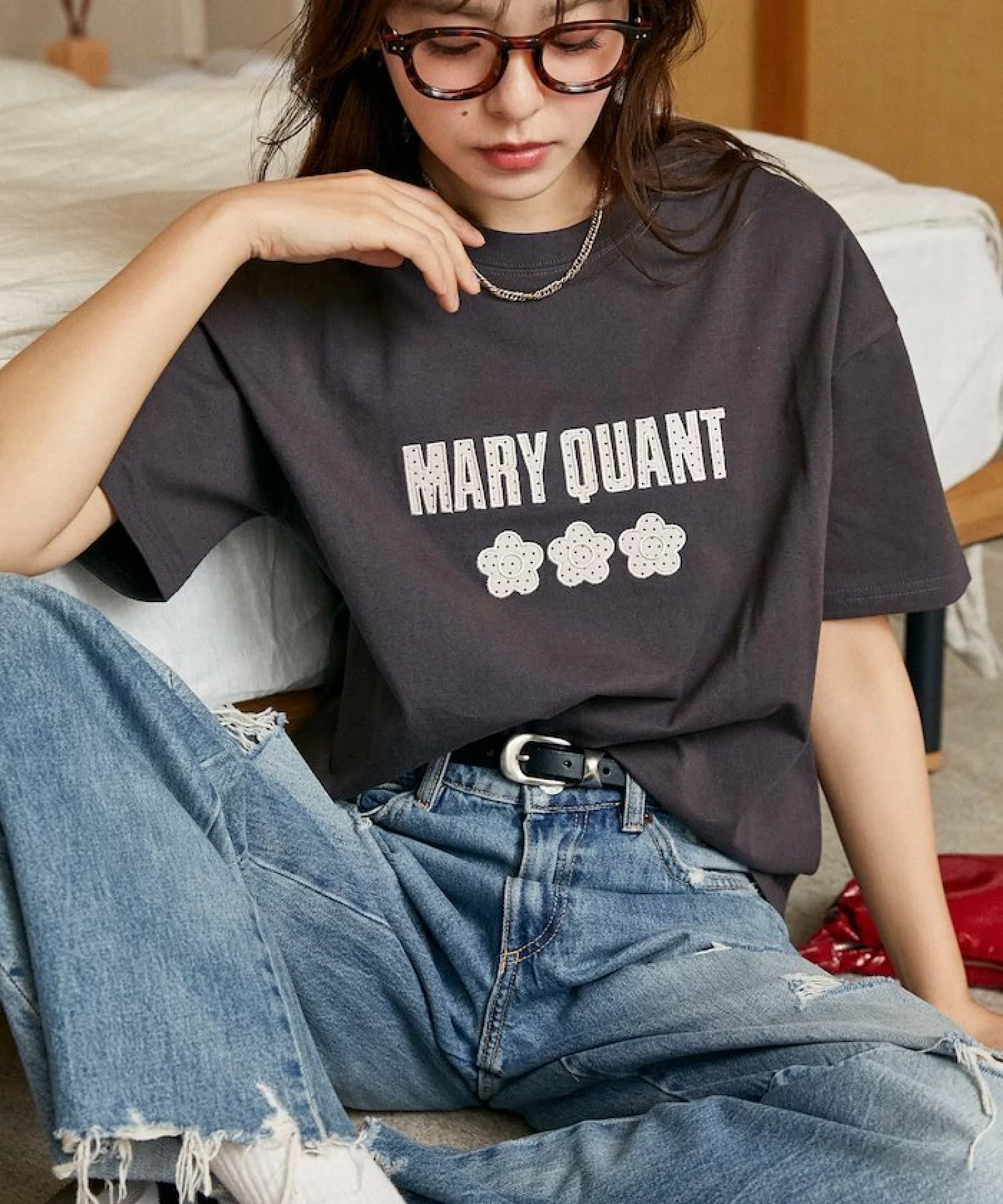 日本＊MARY QUANT × PUBLUX｜Polka Dot Embroidered Logo T-Shirt