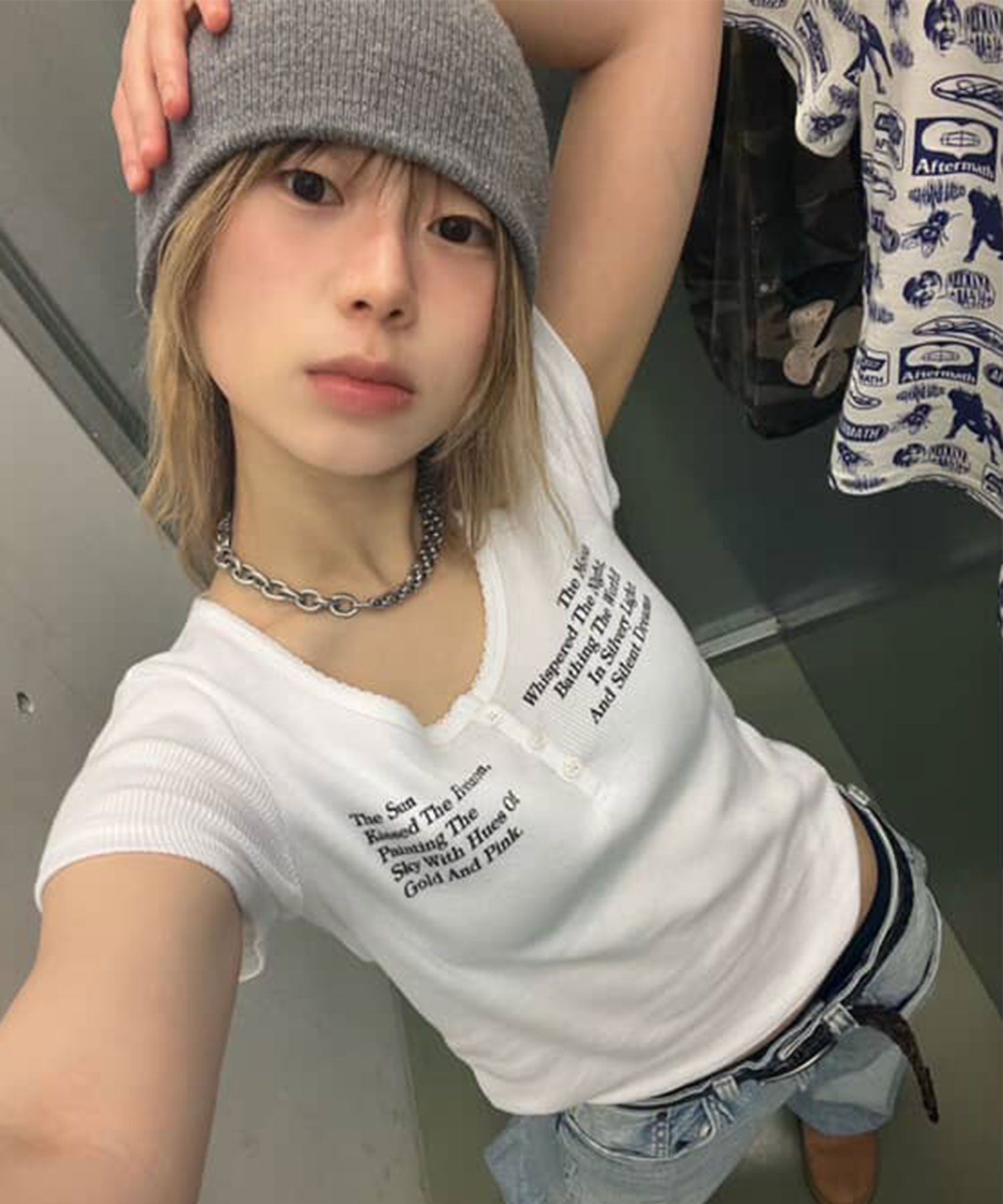 DAMISH 太陽月亮印字亨利領上衣 P00000DH