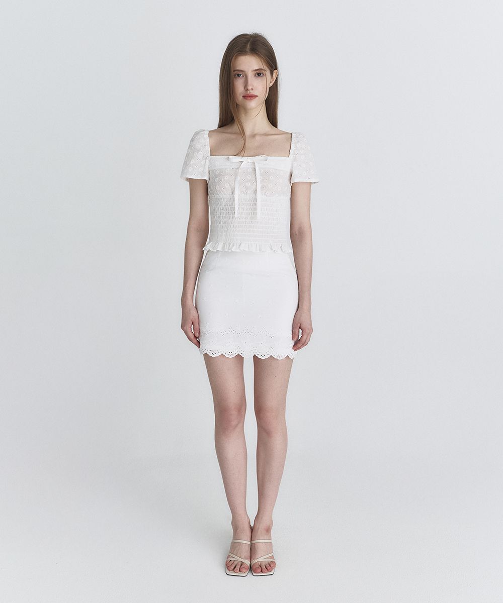 NOT YOUR ROSE Scarlet 迷你裙 象牙白 NRSK6A001IV