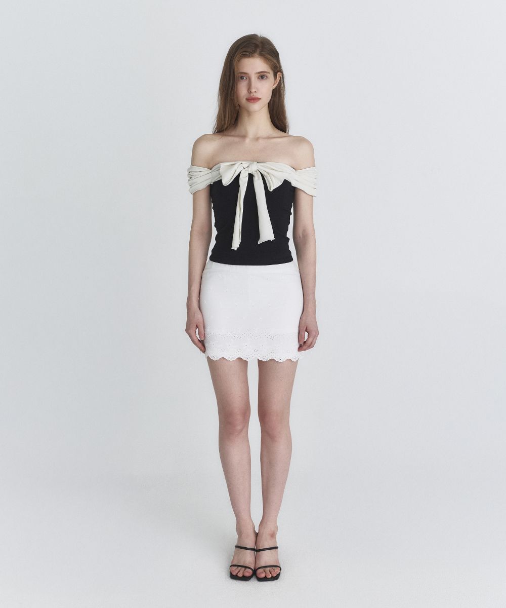 NOT YOUR ROSE 露肩蝴蝶結上衣 黑色 NRTS6A003BK