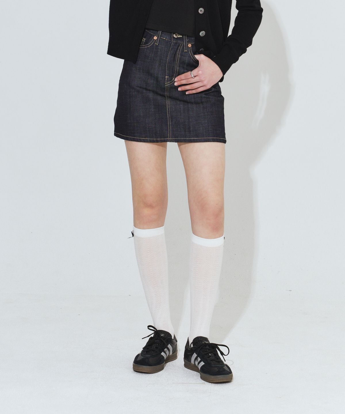 DAMISH A 字深藍牛仔裙 P00000BR