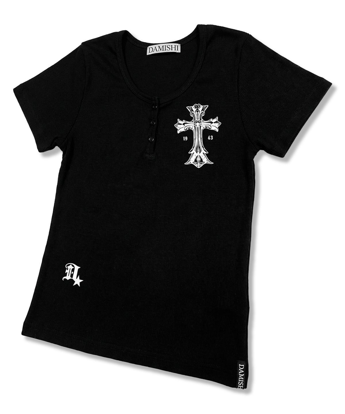 DAMISH 哥德十字亨利領短袖 黑色 DMS26TSWH