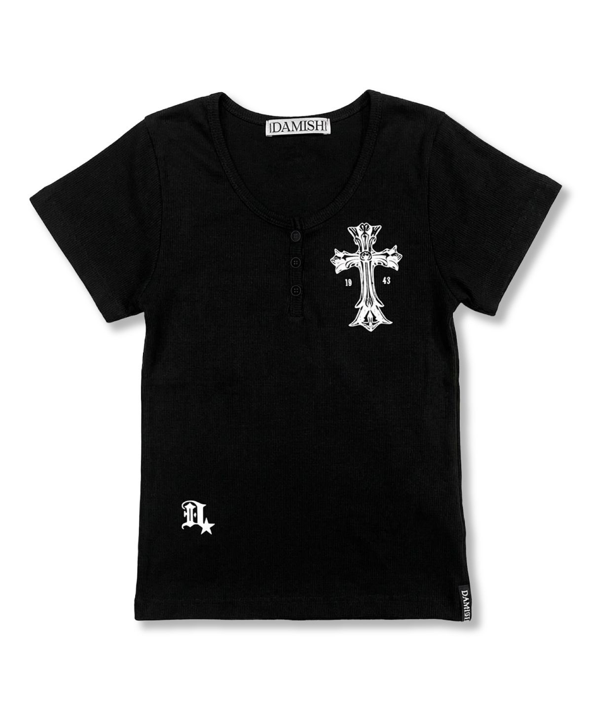 DAMISH 哥德十字亨利領短袖 黑色 DMS26TSWH