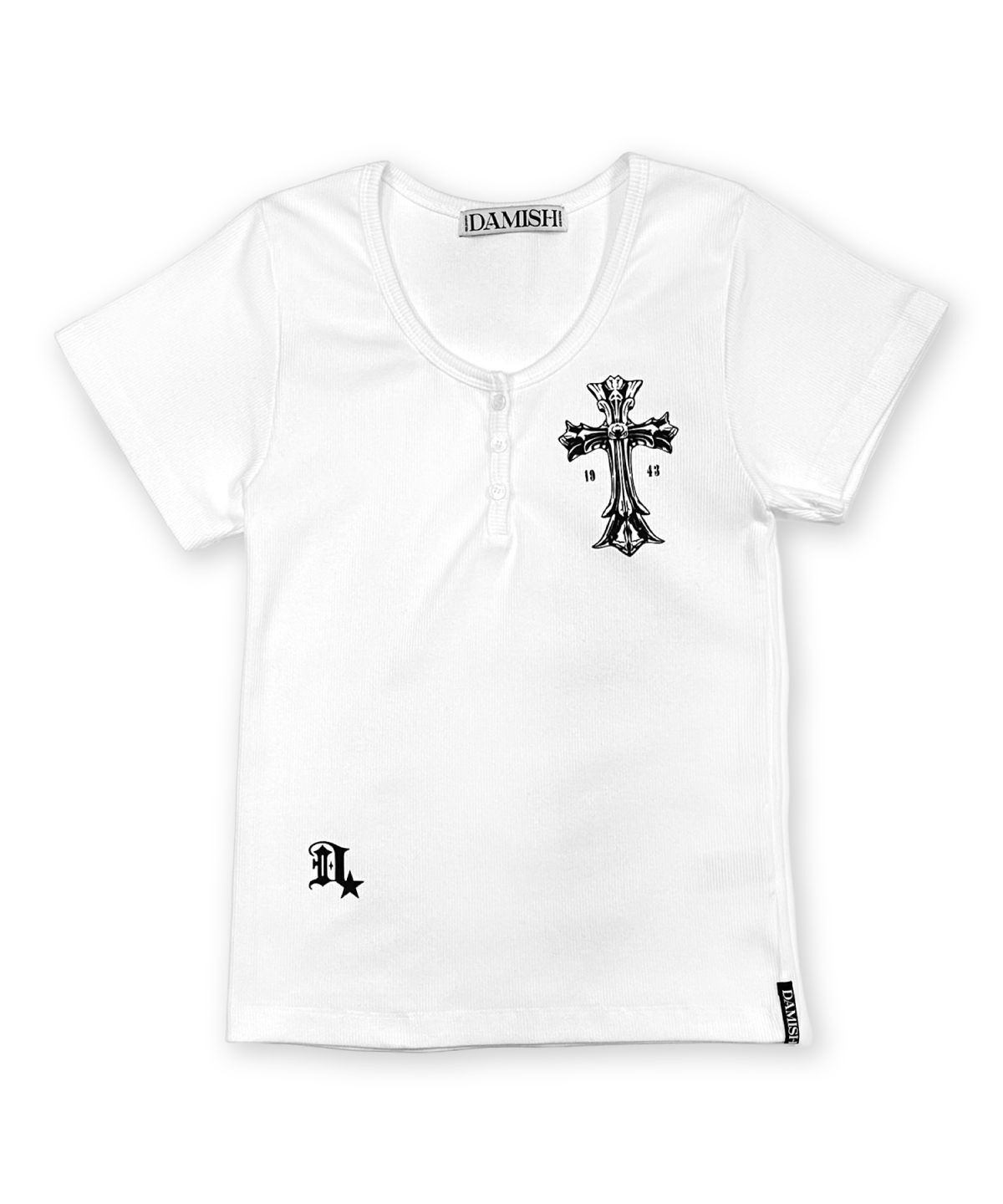 DAMISH 哥德十字亨利領短袖上衣 DMS26TSWH