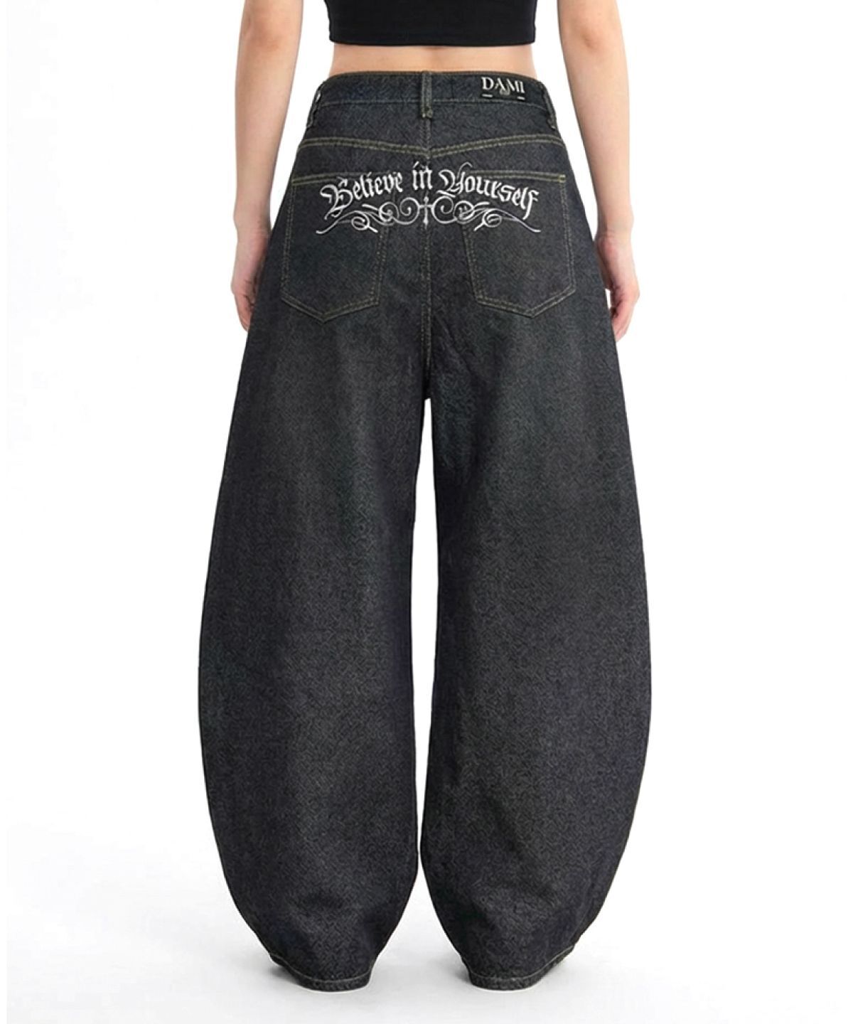 DAMISH 後背印花靛藍氣球褲 P00000BR