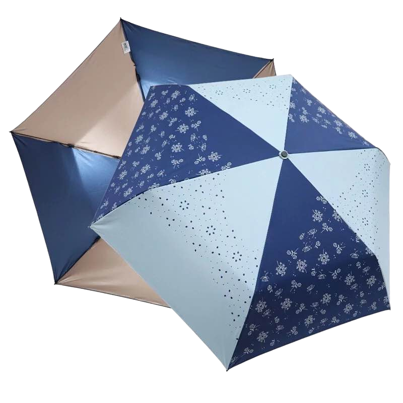 【雨之戀】環保紗降溫10度碳纖三折 繪羽  雙藍