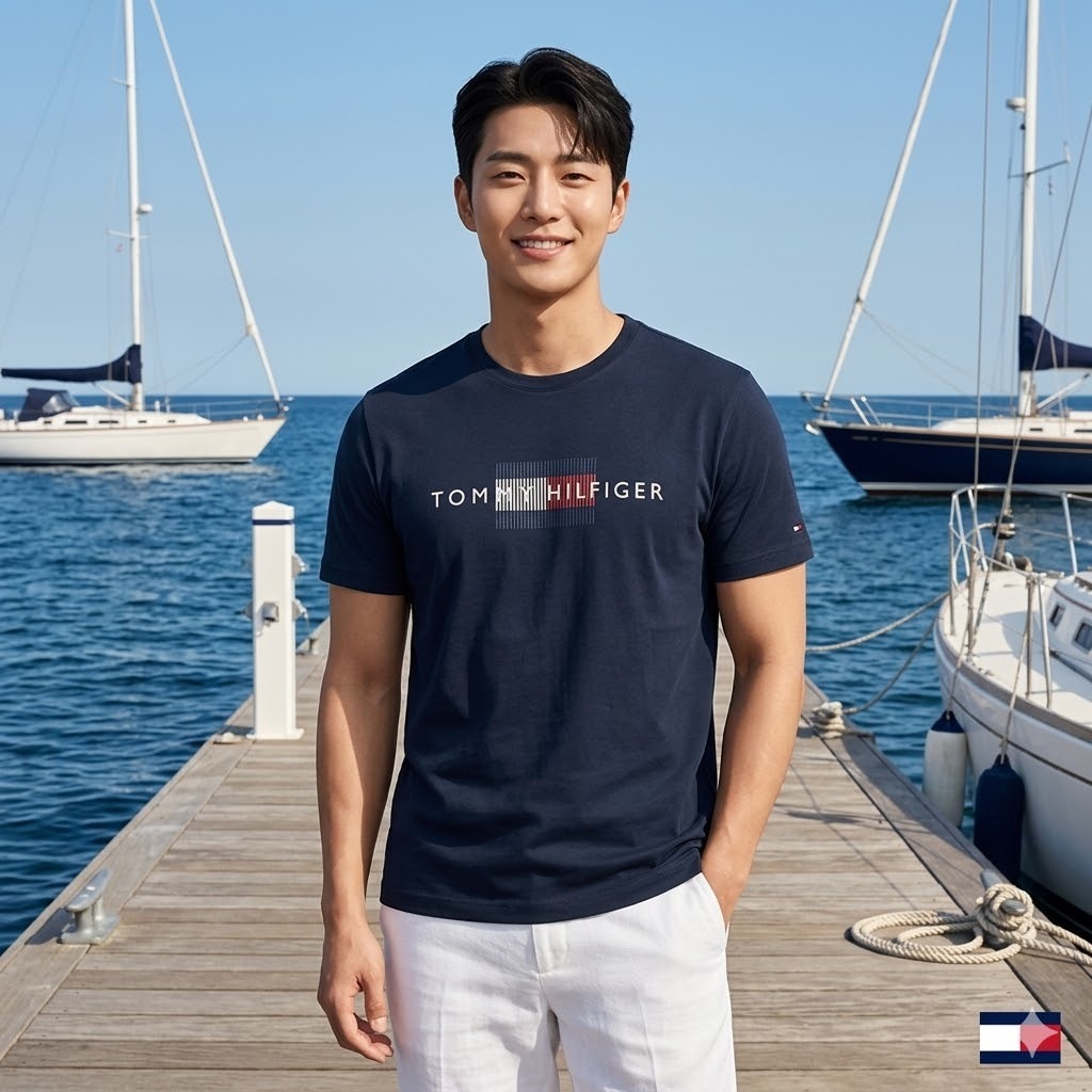 【預購】H040890 Tommy Hilfiger 男裝刺繡線條 Logo 短袖 T-shirt