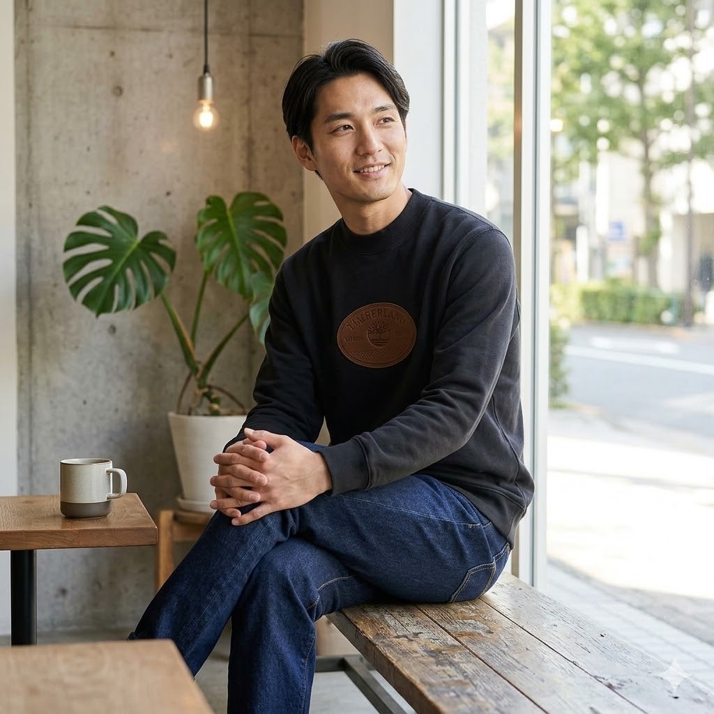 【預購】TIMBERLAND H040817 男裝皮章圓領衛衣