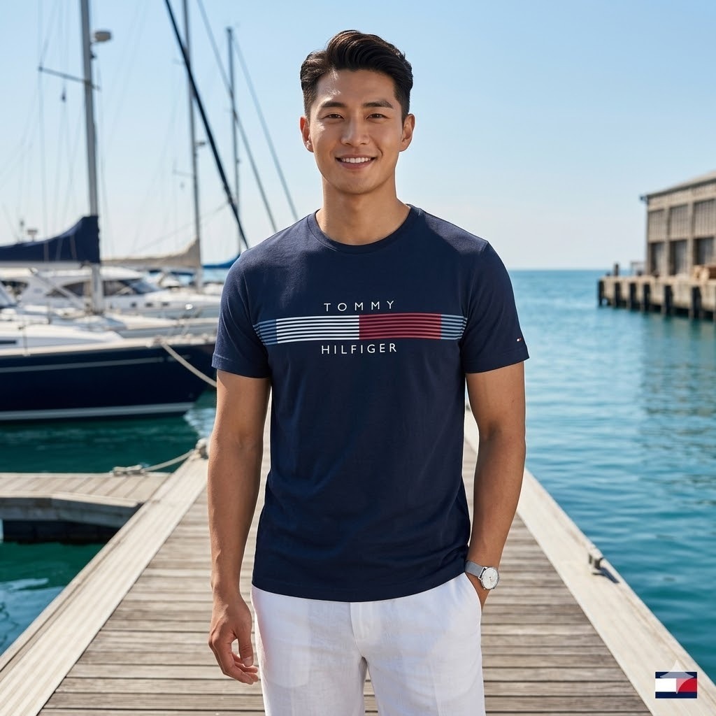 【預購】H040887 Tommy Hilfiger 男裝經典橫條標誌短袖 T-shirt