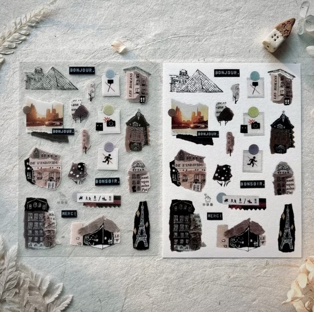 好築藝．漫步巴黎 PET+和紙貼紙