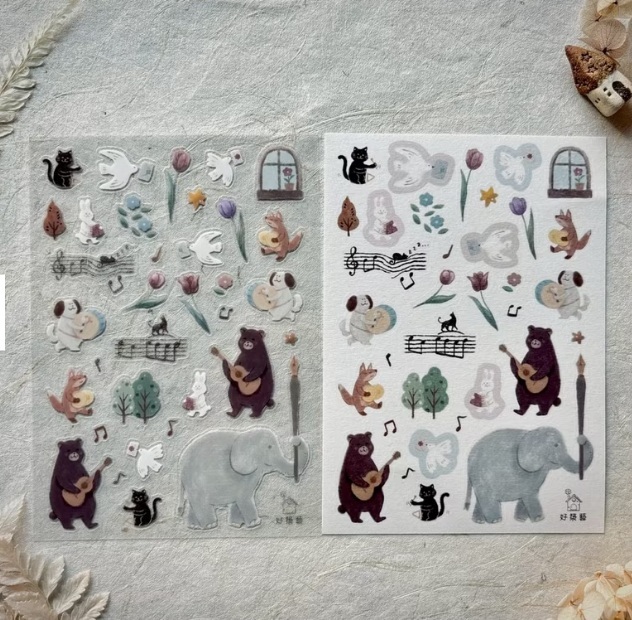 好築藝．動物樂隊 PET+和紙貼紙