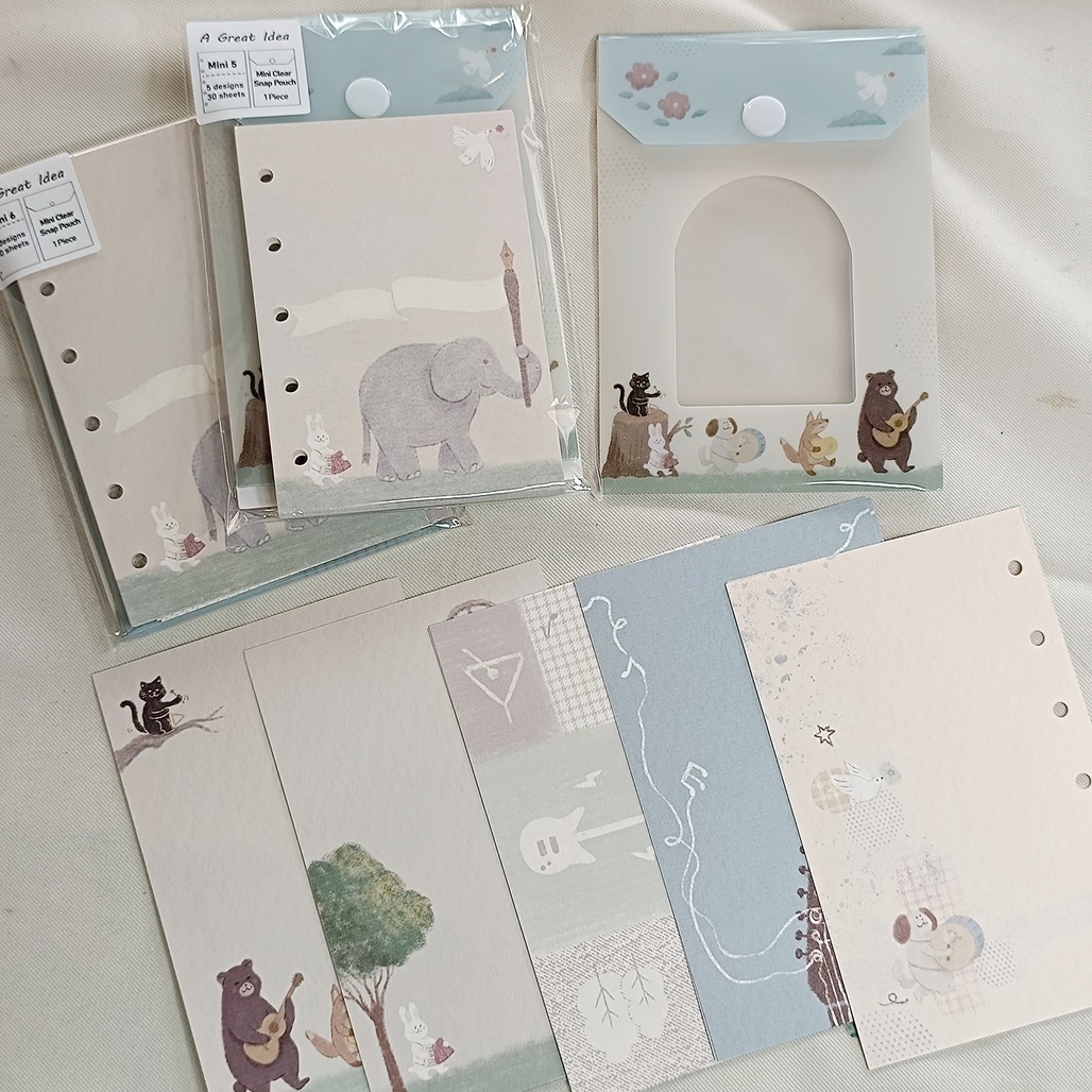 好築藝．雙面印刷便簽活頁紙 動物樂隊 M5/M6 (含收納袋+已打洞)