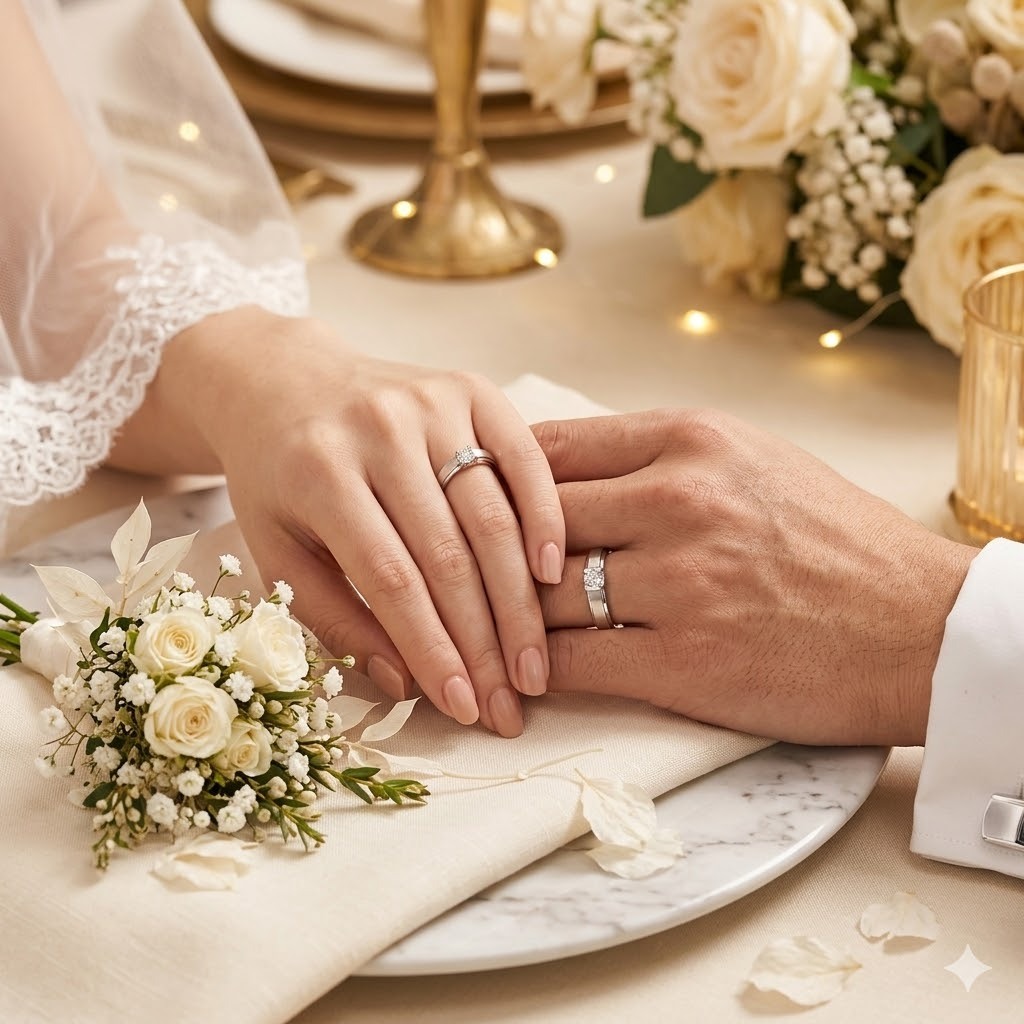 全新18K白金【主石27份鑽石】對裝情侶戒指一對