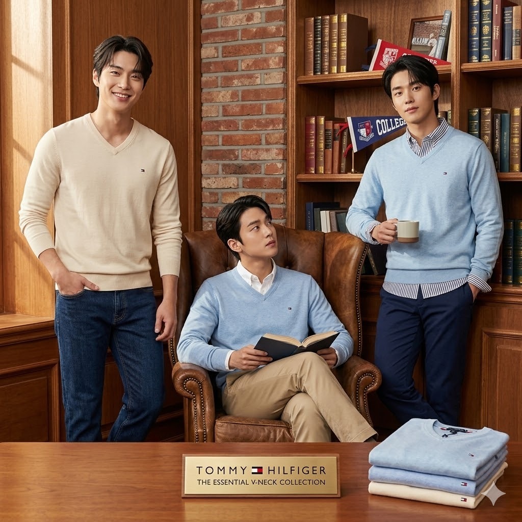 【預購】H0408105 Tommy Hilfiger 男裝V領小旗標針織毛衣