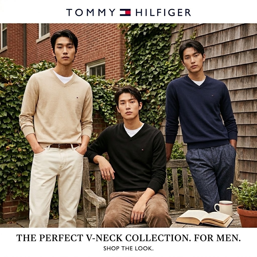 【預購】H0408107 Tommy Hilfiger 男裝經典 V 領小旗標針織毛衣