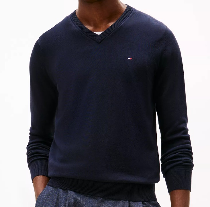 【現貨】H0408107 Tommy Hilfiger 男裝經典 V 領小旗標針織毛衣