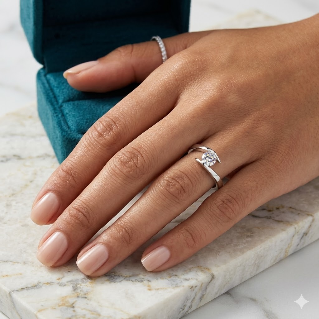 全新18K白金【單粒24份鑽石】戒指