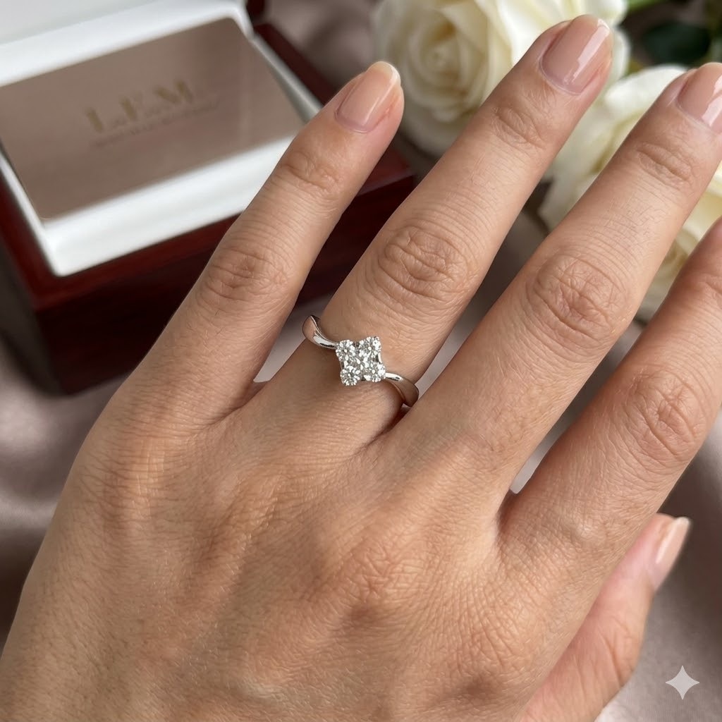 全新18K白金24份鑽石戒指