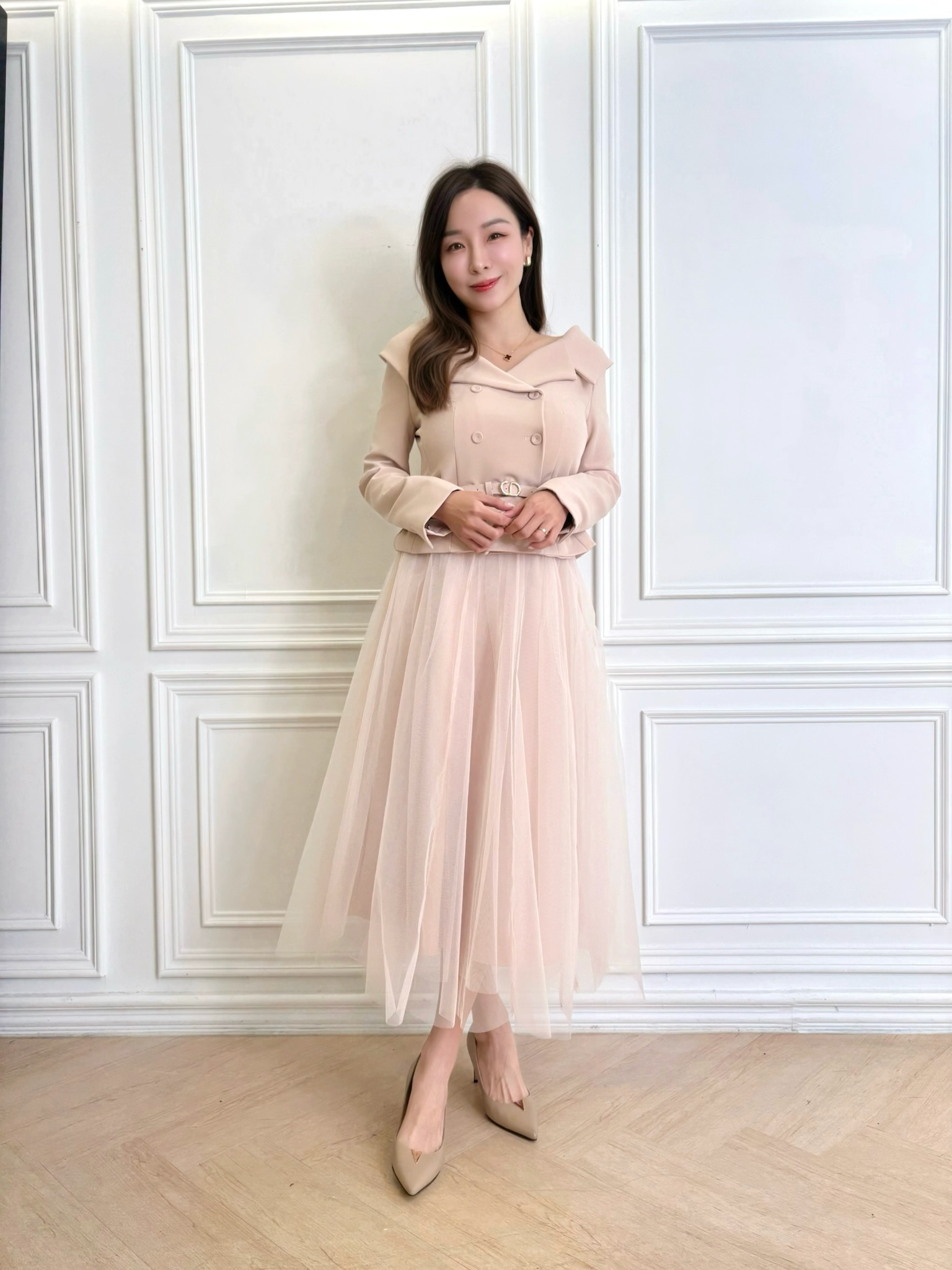 (富家千金!)翻領腰身上衣