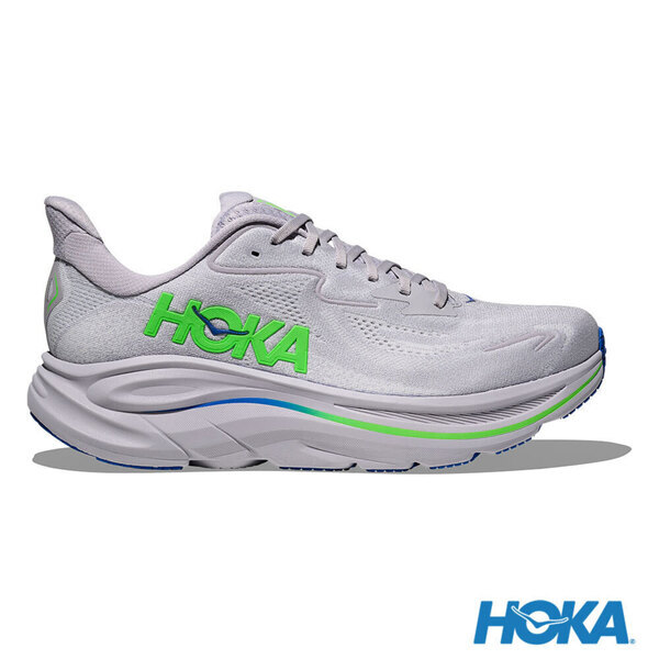 Hoka Clifton 10 Wide 1162032-AYNN 男 慢跑鞋 寬楦 跑鞋 路跑 灰 螢光綠