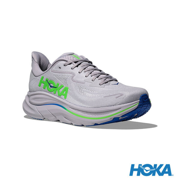 Hoka Clifton 10 Wide 1162032-AYNN 男 慢跑鞋 寬楦 跑鞋 路跑 灰 螢光綠
