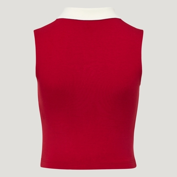 Adidas 愛迪達 Polo Tank KY5695 女 POLO背心 運動背心 紅 亞版 領口設計