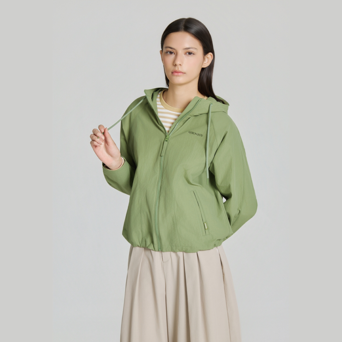 【EIDER】女質感休閒連帽外套/26EDWP26152-[淺卡其、橄欖綠]