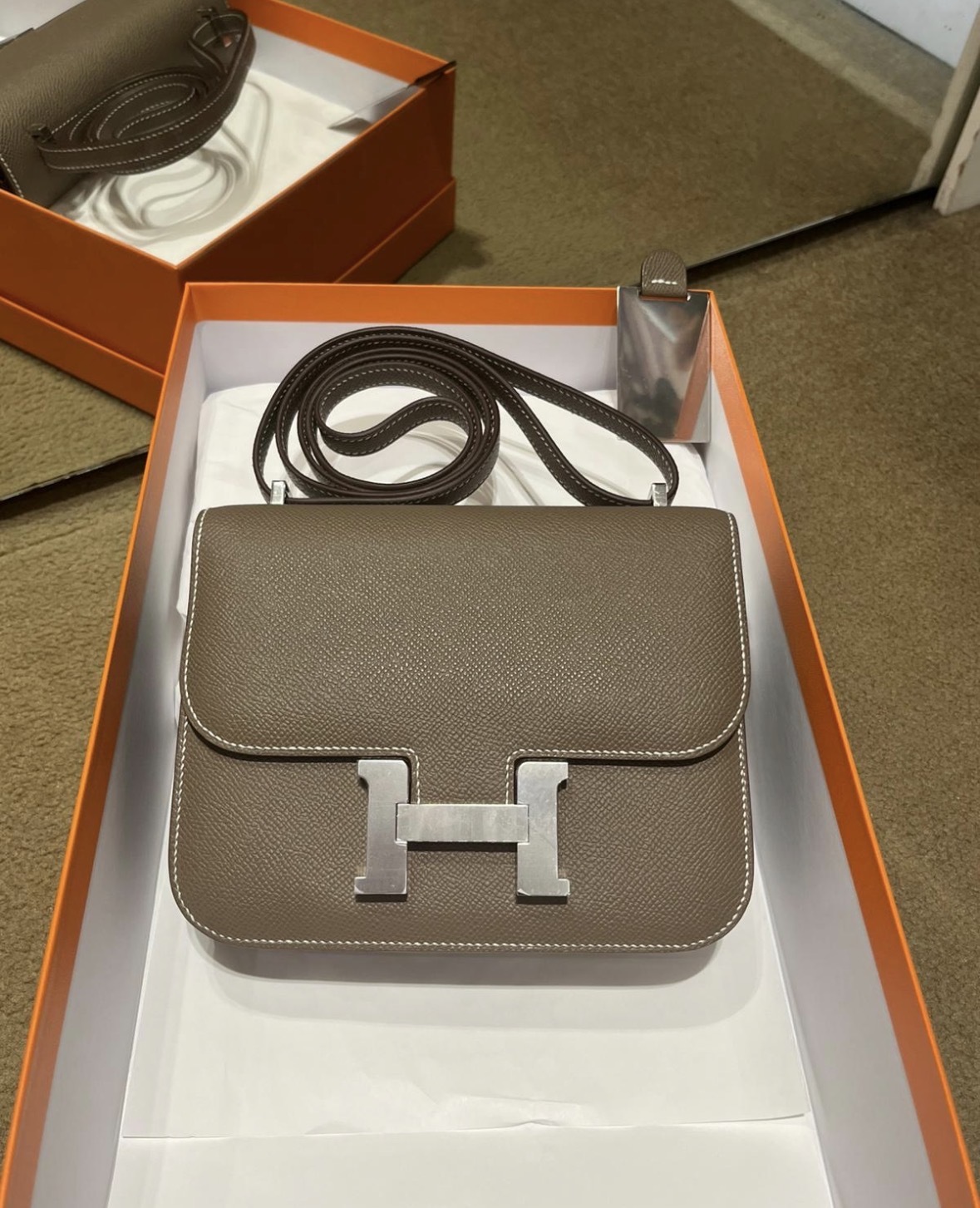 Constance mini mirror 18 etoupe ck epsom G