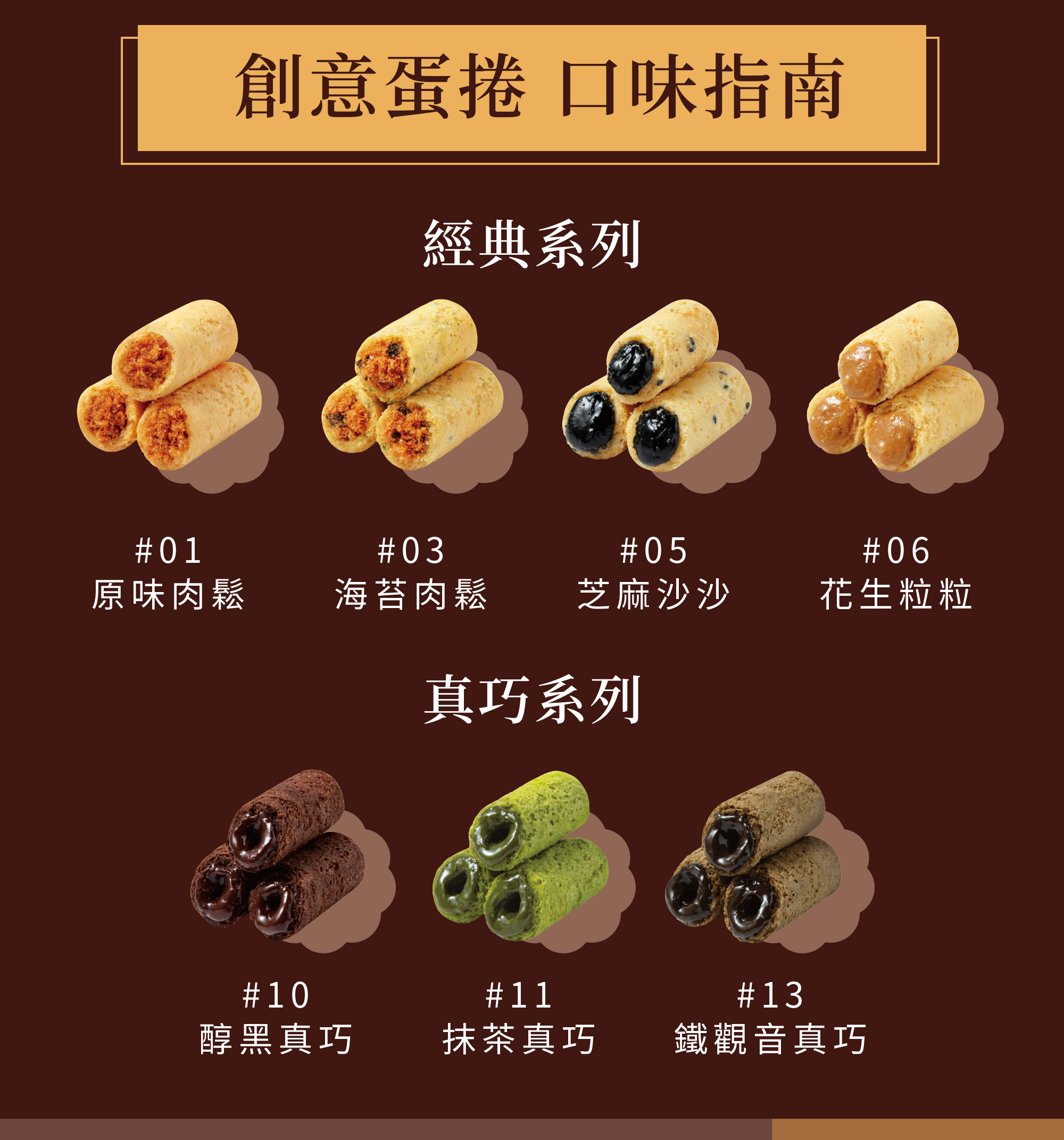 不同口味的迷你捲